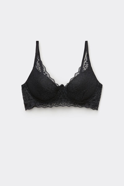 Tezenis Sujetador super Push-up de encaje reciclado Malibù Mujer Negro Tamaño 3C