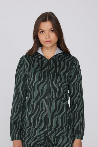 Tezenis Sudadera Capucha con Cremallera y Cordón Mujer Verde Tamaño M