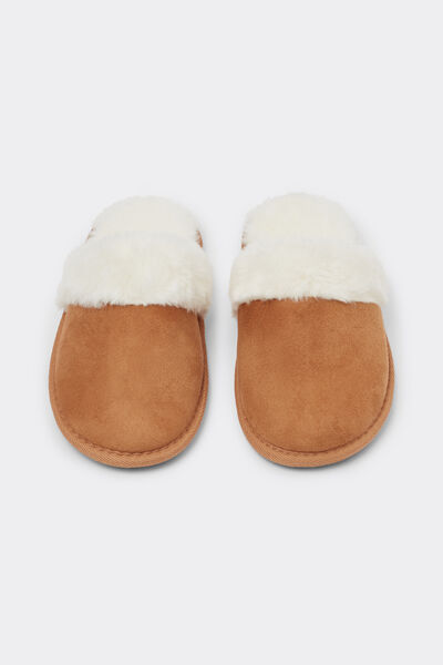 Tezenis Pantuflas/Zapatillas Efecto Borreguito con Pelo Mujer Mujer Marrón Tamaño TU