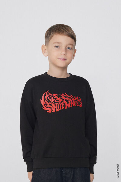 Tezenis Sudadera Manga Larga con Estampado Hot Wheels para Niño Niño Negro Tamaño 6-7