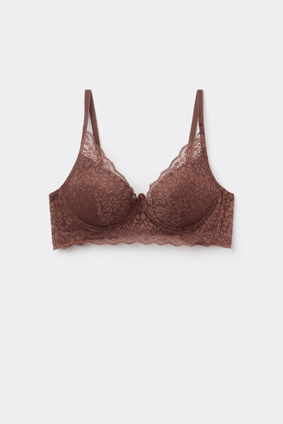 Tezenis Sujetador super Push-up de encaje reciclado Malibù Mujer Marrón Tamaño 1B