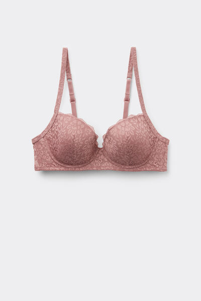 Tezenis Sujetador Balconette Con Relleno Ligero de Encaje Reciclado Wien Mujer Rosa Tamaño 4D