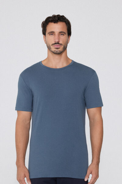 Tezenis Camiseta de Algodón Orgánico Elástico Hombre Azul Claro Tamaño XL