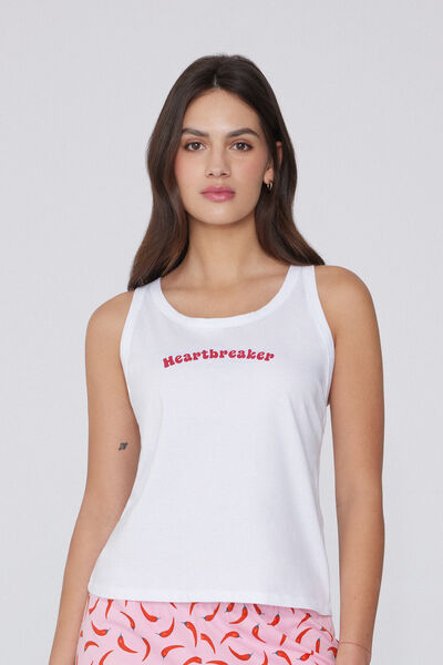 Tezenis Camiseta Tirantes Anchos Algodón con Estampado Mujer Rojo Tamaño L