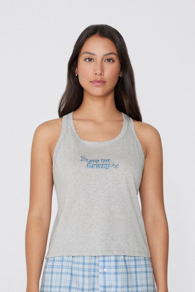 Tezenis Camiseta Tirantes Anchos Algodón con Estampado Mujer Gris Tamaño L