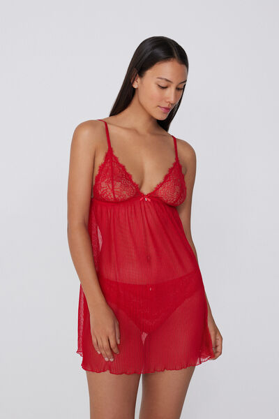 Tezenis Combinación Tirantes Finos Pretty Plissé Mujer Rojo Tamaño S