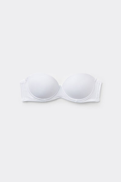 Tezenis Sujetador Bandeau Superrelleno Madrid de Microfibra Reciclada Mujer Blanco Tamaño 1B