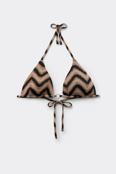 Tezenis Sujetador Bikini Triángulo con Relleno Extraíble Chevron Shine Mujer Negro Tamaño 1