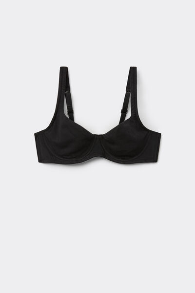 Tezenis Sujetador Balconette de Algodón Orgánico Paris Mujer Negro Tamaño 2D