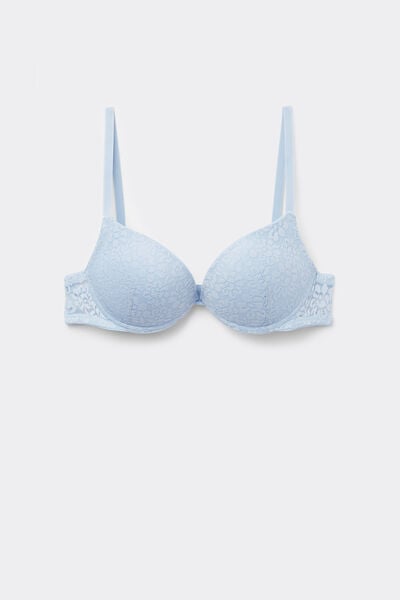 Tezenis Sujetador Super Push-up Encaje Reciclado Los Angeles Mujer Azul Claro Tamaño 2B
