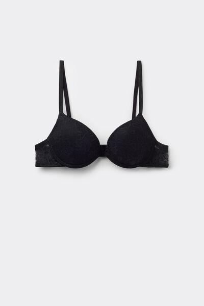 Tezenis Sujetador Super Push-up Encaje Reciclado Los Angeles Mujer Negro Tamaño 3A