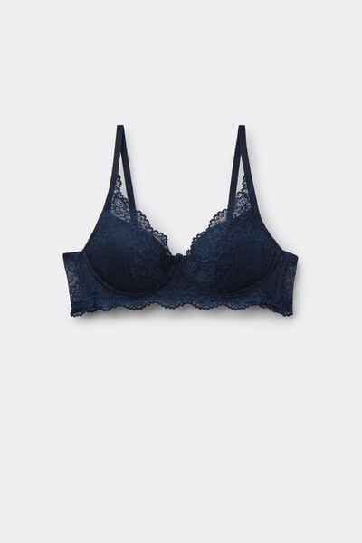 Tezenis Sujetador Super Push-Up de Encaje Reciclado Malibù Mujer Azul Tamaño 2B