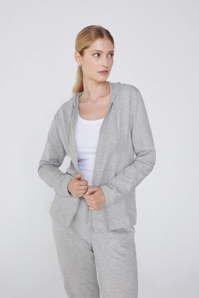 Tezenis Sudadera Ligera Capucha Cremallera y Cordón Mujer Gris Tamaño L