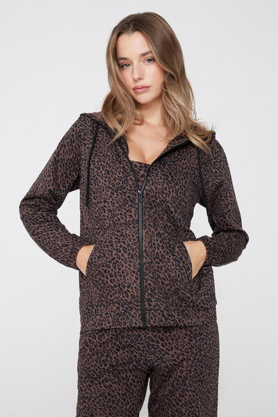 Tezenis Sudadera Capucha con Cremallera y Cordón Mujer Marrón Tamaño L