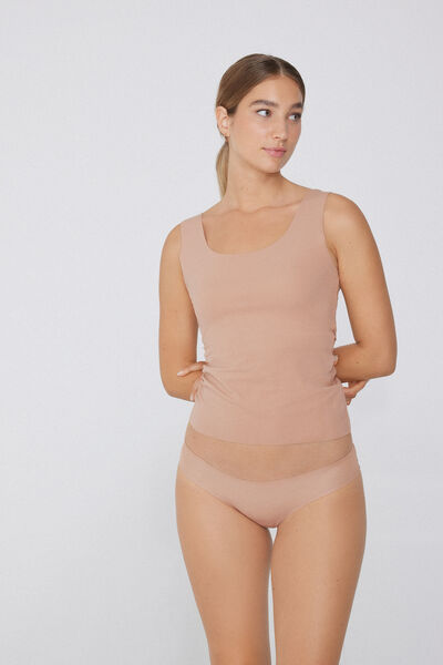 Tezenis Camiseta Tirantes Sin Costuras Algodón Orgánico Mujer Natural Tamaño L