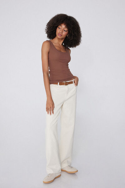 Tezenis Camiseta Tirantes Sin Costuras Algodón Orgánico Mujer Marrón Tamaño L