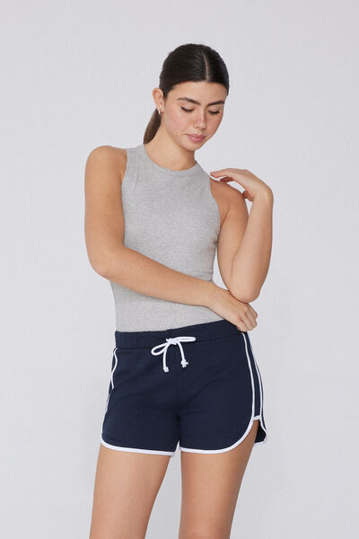 Tezenis Shorts de Felpa con Ribetes Mujer Azul Tamaño L
