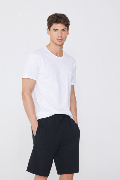 Tezenis Camiseta de Algodón Jaspeado con Bolsillo Hombre Blanco Tamaño L