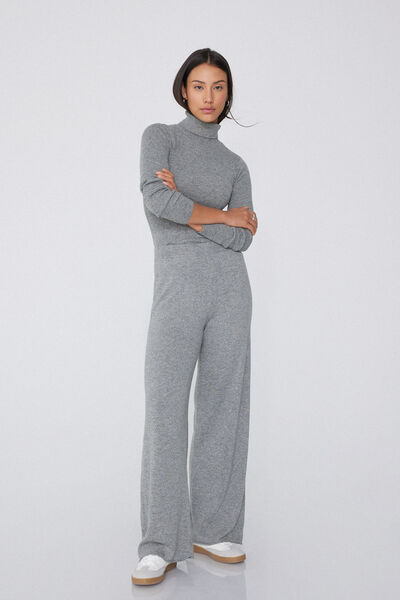 Tezenis Pantalón Palazzo Grueso con Lana Mujer Gris Tamaño M