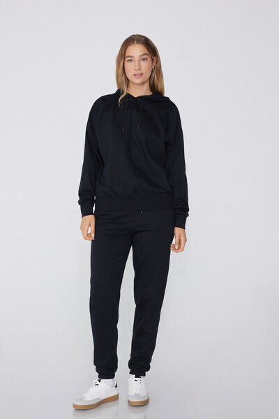 Tezenis Pantalón de Chándal de Felpa Gruesa Mujer Negro Tamaño L