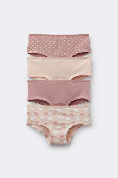 Tezenis 4 Culottes Niña Algodón Estampado Chica Rosa Tamaño 6-7
