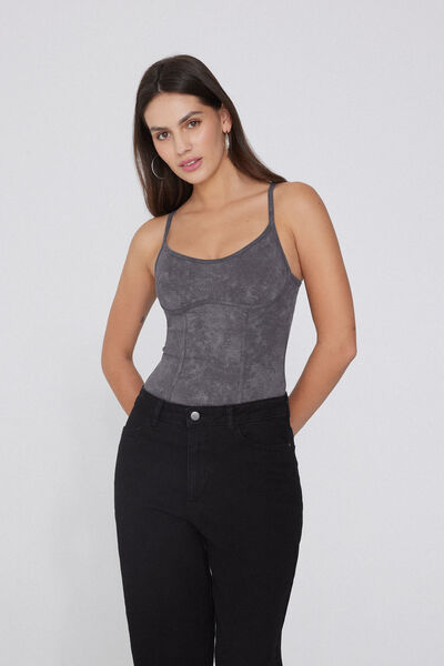 Tezenis Body Tirantes Finos Washed Dream Mujer Gris Tamaño L