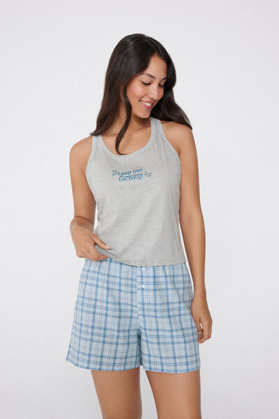 Tezenis Camiseta Tirantes Anchos Algodón con Estampado Mujer Gris Tamaño L