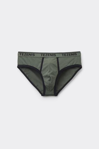 Tezenis Calzoncillos Algodón Orgánico Bordes Contraste Logo Hombre Verde Tamaño L