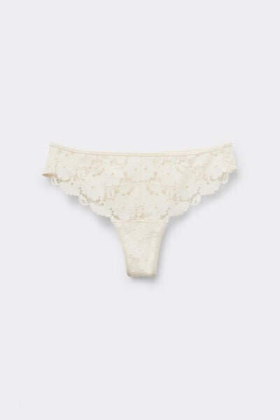 Tezenis Braguitas Brasileñas de Encaje Ivory Bloom Mujer Blanco Tamaño L