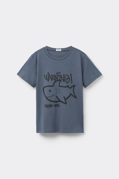 Tezenis Camiseta con Cuello Redondo de Algodón con Estampado Niño Negro Tamaño 10-11