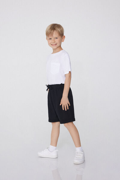Tezenis Pantalones Cortos Piqué con Cordón Niño Niño Negro Tamaño 10-11