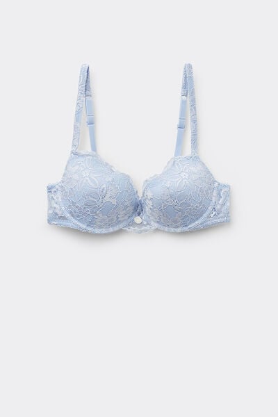 Tezenis Sujetador Push-Up Relleno Venice Delicate Lace Mujer Azul Claro Tamaño 1B