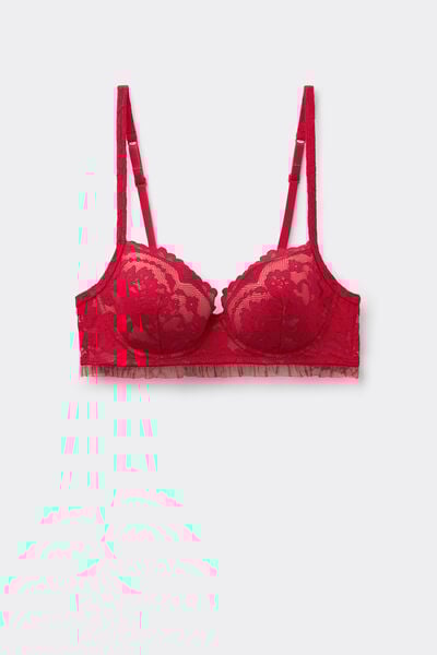 Tezenis Sujetador Balconette con Relleno Ligero Wien Romantic Fantasy Mujer Rojo Tamaño 2D