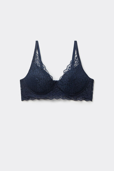Tezenis Sujetador super Push-up de encaje reciclado Malibù Mujer Azul Tamaño 3B
