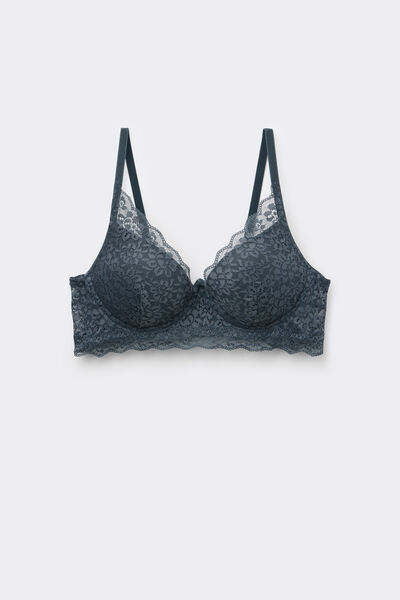 Tezenis Sujetador super Push-up de encaje reciclado Malibù Mujer Azul Tamaño 3B