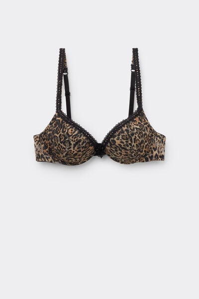 Tezenis Sujetador Super Push-Up Los Angeles Iconic Leopard Mujer Animalier Tamaño 1B