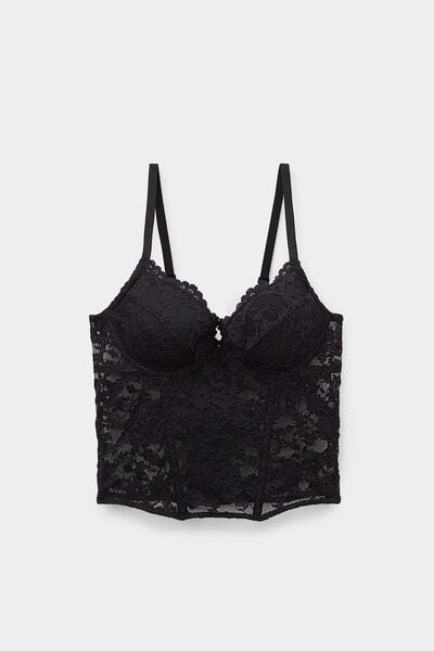 Tezenis Sujetador Bra Top Push-Up Eternal Cotton Mujer Negro Tamaño 1B