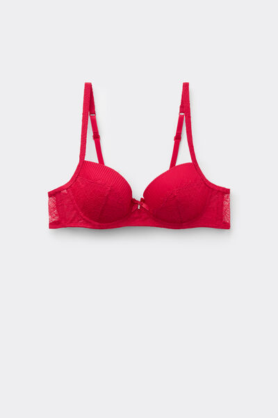 Tezenis Sujetador Balconette Relleno Ligero Wien Pretty Plissé Mujer Rojo Tamaño 3C
