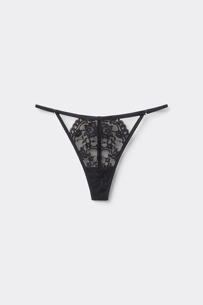 Tezenis Tanga con Tira Lateral Fina Sensual Desire Mujer Negro Tamaño L