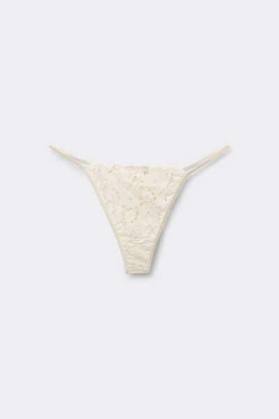Tezenis Tanga Tira Fina Ivory Bloom Mujer Blanco Tamaño L