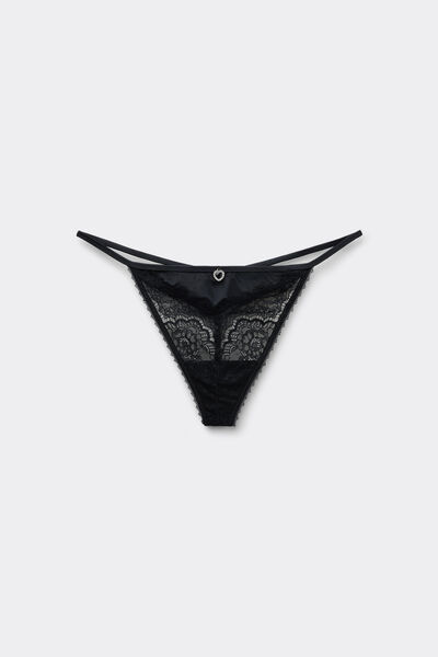 Tezenis Tanga con Tira Lateral Fina Mujer Negro Tamaño L