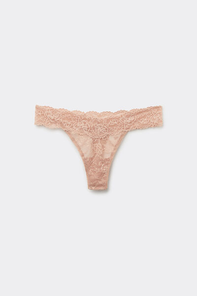 Tezenis Tanga Encaje Reciclado Cintura Alta Mujer Natural Tamaño L