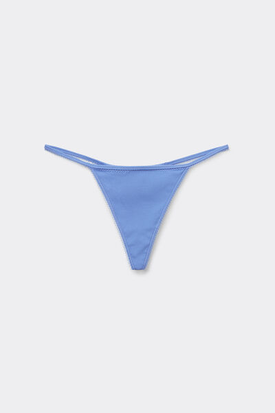 Tezenis Tanga con Tira Lateral Fina Cotton Cutie Mujer Azul Tamaño L