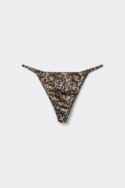 Tezenis Tanga Tira Fina Sauvage Soul Mujer Marrón Tamaño L