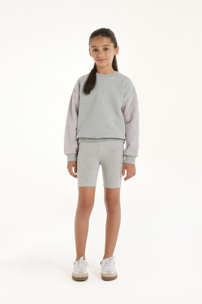 Tezenis Pantalón de Ciclista de Algodón de Color Liso para Niña Chica Gris Tamaño 10-11