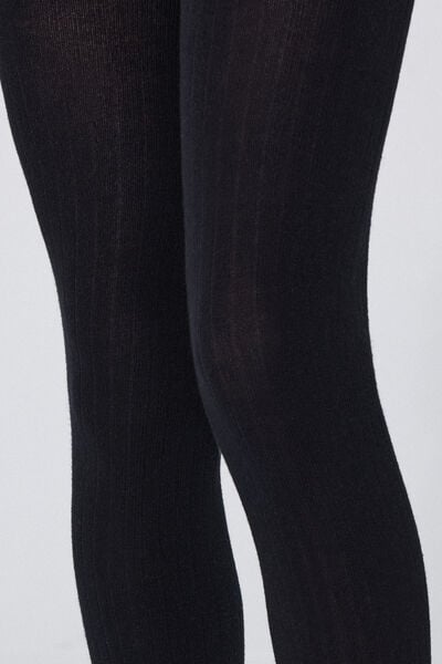 Tezenis Media térmica para niña de canalé Chica Negro Tamaño 10-13