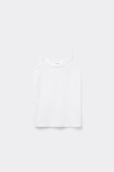 Tezenis Camiseta de Tirantes Finos con Escote Redondo de Algodón para Niña Chica Blanco Tamaño 8-9