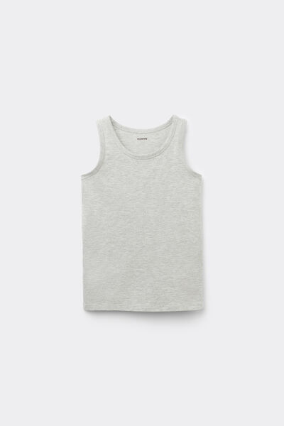 Tezenis Camiseta de tirantes anchos básica de algodón para niños unisex Unisex Gris Tamaño 10-11