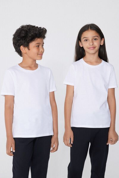 Tezenis Camiseta manga corta 100% algodón para niño unisex Unisex Blanco Tamaño 12-13
