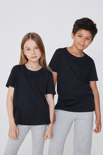 Tezenis Camiseta manga corta 100% algodón para niño unisex Unisex Negro Tamaño 10-11